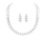Crystal Rhinestone Pearl Cluster Bib Necklace