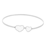 Double Open Metal Heart Link Bangle Bracelet