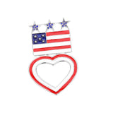 Enamel American USA Flag Open Heart Pin Brooch