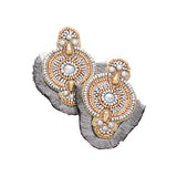 Felt Back Boho Tassel Trimmed Multi Beaded Earrings