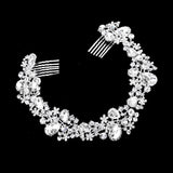 Floral Pave Glass Crystal Hair Comb
