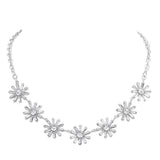 Glass Stone Embellished Flower Cluster Link Necklace