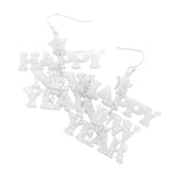 HAPPY NEW YEAR Glittered Message Dangle Earrings