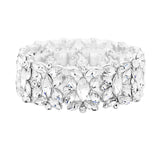 Marquise Floral Oval Crystal Cluster Stretch Evening Bracelet