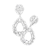 Marquise Round Stone Cluster Open Teardrop Evening Earrings