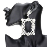 Marquise Stone Cluster Open Rectangle Evening Earrings