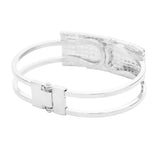 Women's Crystal Pave American Flag Hinged Bracelet 4th of July