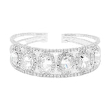 Oval Stone Accented Cuff Evening Bracelet
