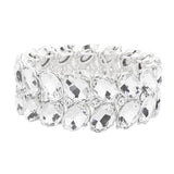 Oval Stone Cluster Stretch Evening Bracelet