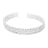 Pearl Accented Split Rhinestone Cuff Evening Bracelet