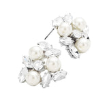 Pearl Oval Glass Crystal Cluster Earrings