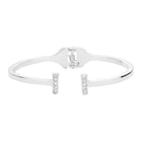 Rhinestone Embellished Metal Rectangle Cuff Bracelet