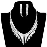 Rhinestone Pave Necklace Earring Set