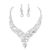 Round Teardrop Stone Accented Evening Necklace