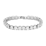 Round Cz Thin Rhinestone Embellished Crystal Detailed Exquisite Shimmery Evening Bracelet