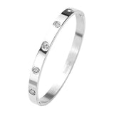Stainless Steel Crystal Embellished Bangle Evening Bracelet