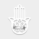 Stainless Steel Cutout Hamsa Hand Pin Brooch