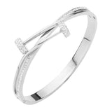Stainless Steel Stone Paved Nail Head Pointed Hinged Bracelet