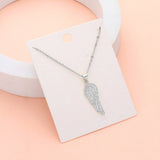 Stainless Steel Stone Paved Wing Pendant Necklace