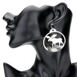 Stone Embellished Rudolph Accented Brass Dangle Earrings