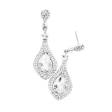 Teardrop Crystal Rhinestone Pave Evening Earrings