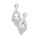Teardrop Stone Accented Dangle Evening Earrings