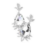 Teardrop Stone Accented Dangle Evening Earrings
