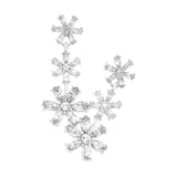 Triple Flower Link Dangle Evening Earrings