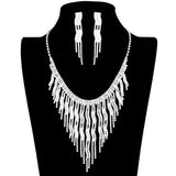 Wavy Fringe Crystal Rhinestone Necklace