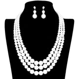 Triple Layer Pearl Strand Necklace