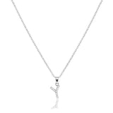 Y-Stainless Steel CZ Stone Paved Monogram Pendant Necklace