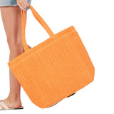 Women's Solid Crochet Straw Tote Bag / Beach