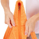 Women's Solid Crochet Straw Tote Bag / Beach