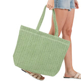 Women's Solid Crochet Straw Tote Bag / Beach