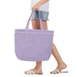 Women's Solid Crochet Straw Tote Bag / Beach
