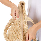 Women's Solid Crochet Straw Tote Bag / Beach