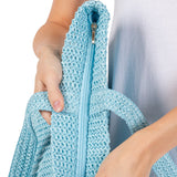 Women's Solid Crochet Straw Tote Bag / Beach