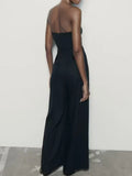 Solid Sexy Strapless Jumpsuits Women Summer Off Shoulder Elegant Fashion Sleeveless Tops Streetwear Vintage Overalls Clothing