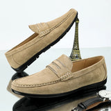 Spring Summer Suede Men Loafers Comfortable Flat Casual Shoes Men Breathable Slip-On Soft Genuine Leather Driving Shoes Moccasin
