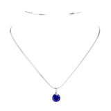 Stainless Steel CZ Round Pendant Necklace
