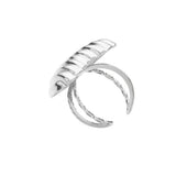 Stainless Steel Ribbed Heart Adjustable Ring