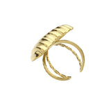 Stainless Steel Ribbed Heart Adjustable Ring