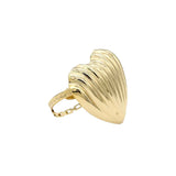 Stainless Steel Ribbed Heart Adjustable Ring