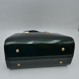Patent Frame Satchel Handbag with Top Handles and Pearl Clasp