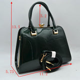 Patent Frame Satchel Handbag with Top Handles and Pearl Clasp