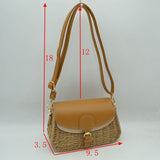 Woven Shoulder Bag with Adjustable Strap and Flap Closure