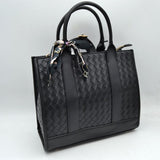 Woven Texture Tote Bag with Dual Top Handles and Scarf Accent