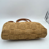 Chic Woven Straw Tote Bag with Faux Leather Handles