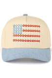 C.C Daisy Flower Pattern USA Flag Trucker Cap