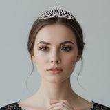 Marquise Stone Cluster Centered Rhinestone Pave Princess Tiara